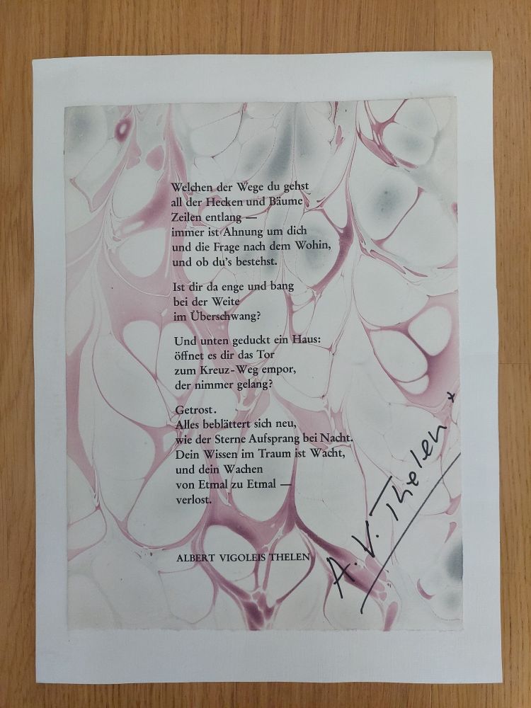 Ein Gedicht von Albert Vigoleis Thelen, original signiert
