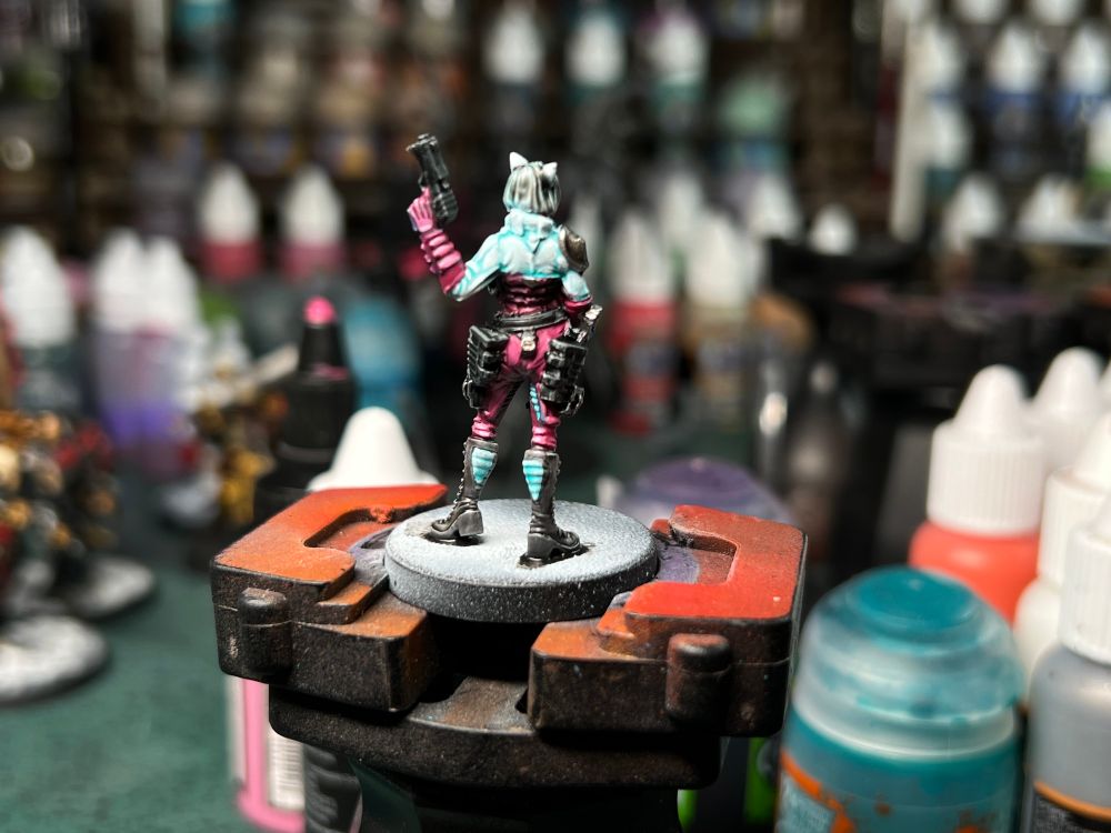 Agent in Charge mini for Cyberpunk Red Combat Zone. Rear view. 