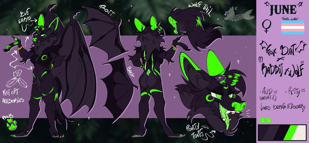 Reference sheet for June the bat (she/her)