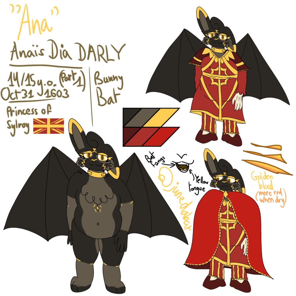 Reference sheet for Ana the rabbit-bat (she/her)