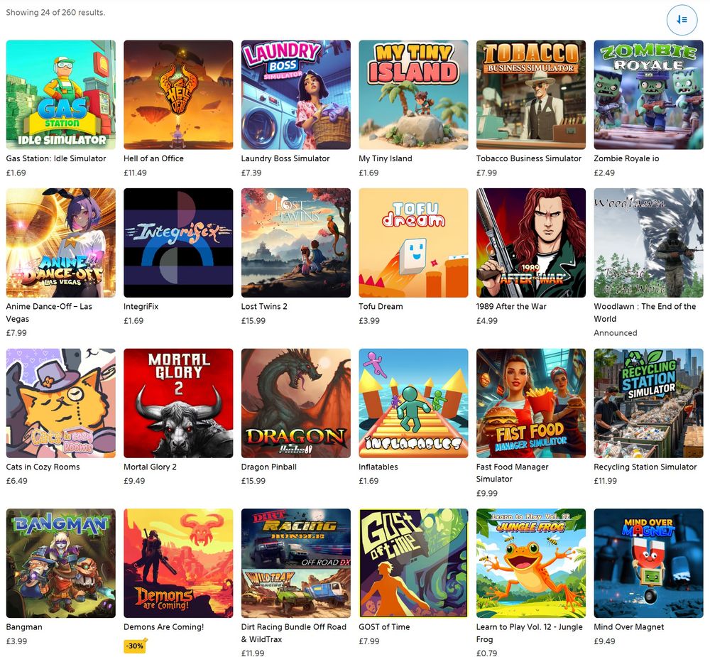 A screenshot of the PlayStation store, showing almost nothing but slop games