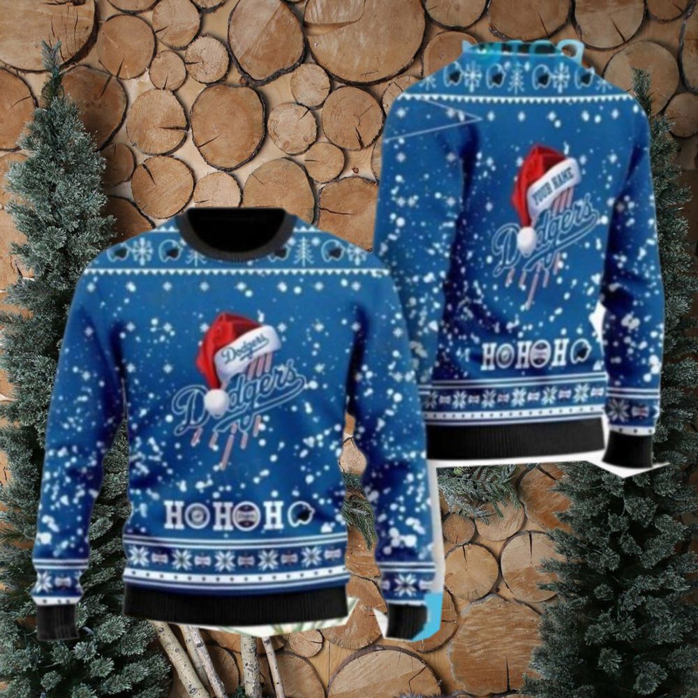 Personalized Dodgers Santa Hat Ugly Christmas Sweater, hoodie, sweater, long sleeve and tank top