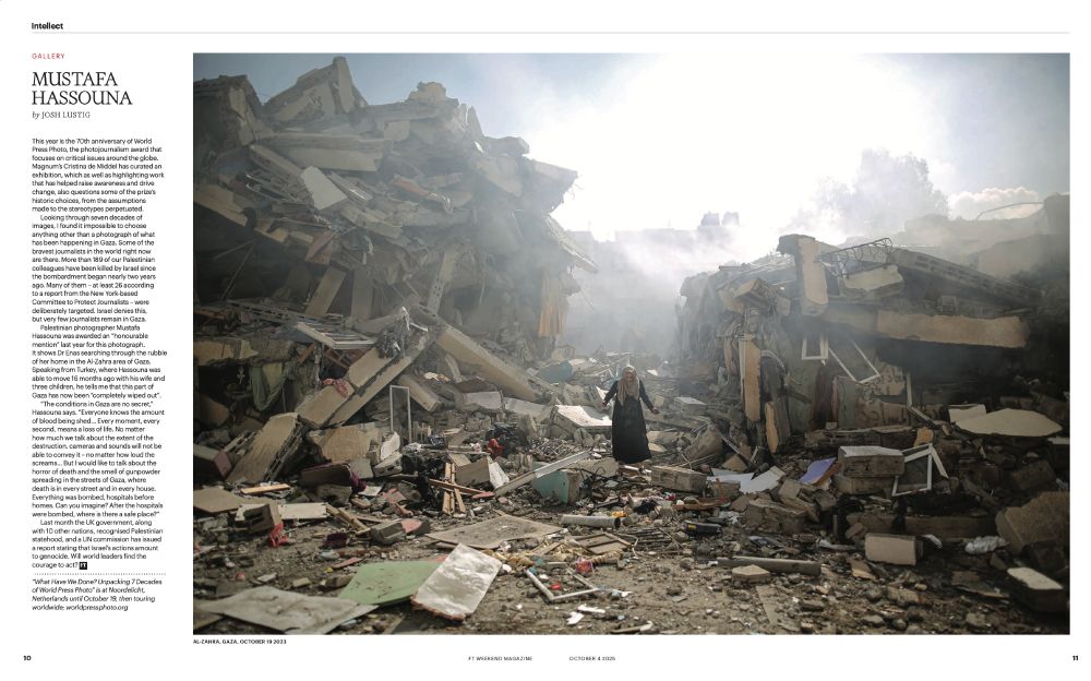 Gallery spread from FT Weekend Magazine by Josh Lustig. Mustafa Hassouna in Gaza