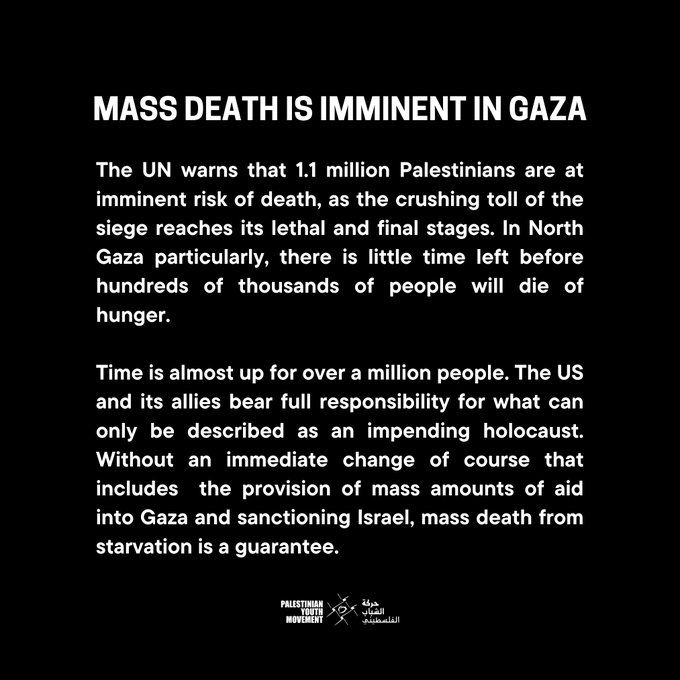 Mass death is imminent in Gaza.