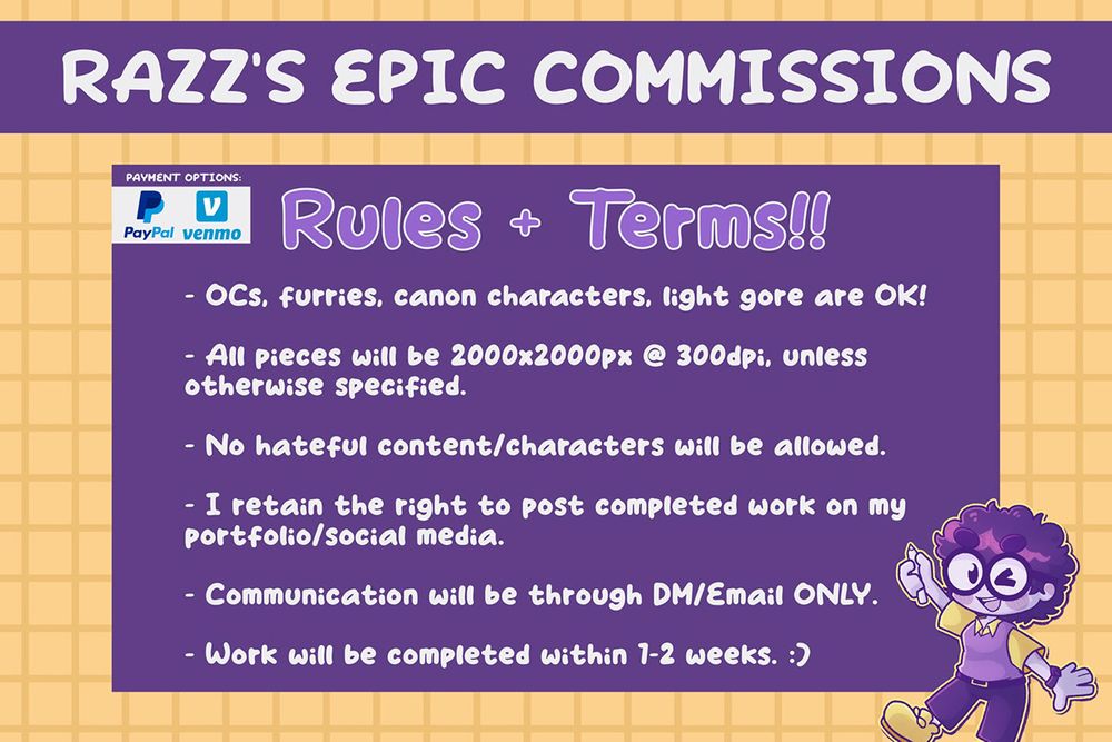 Razzbexxa’s commission terms and rules