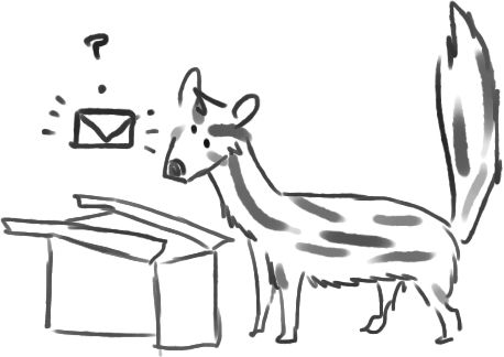 Jensang looks in a box, trying to find its mail