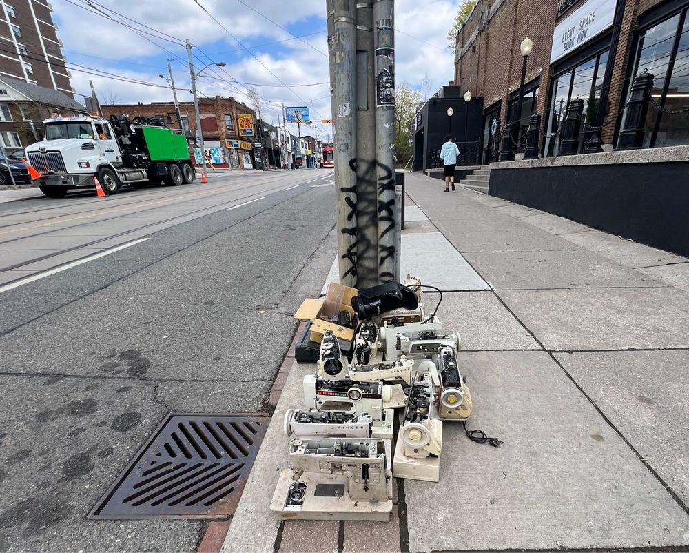 Sewing machines on the curb