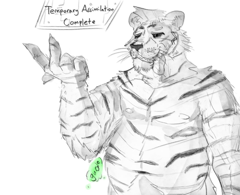 he tiger now and his tummy gurgle