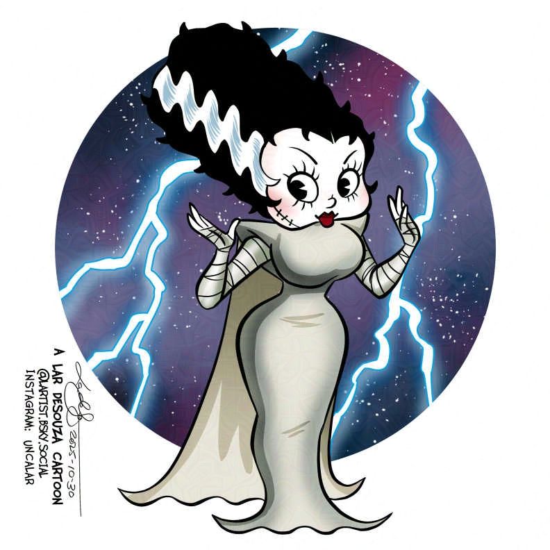 cartoon of Betty Boop as the Bride of Frankenstein