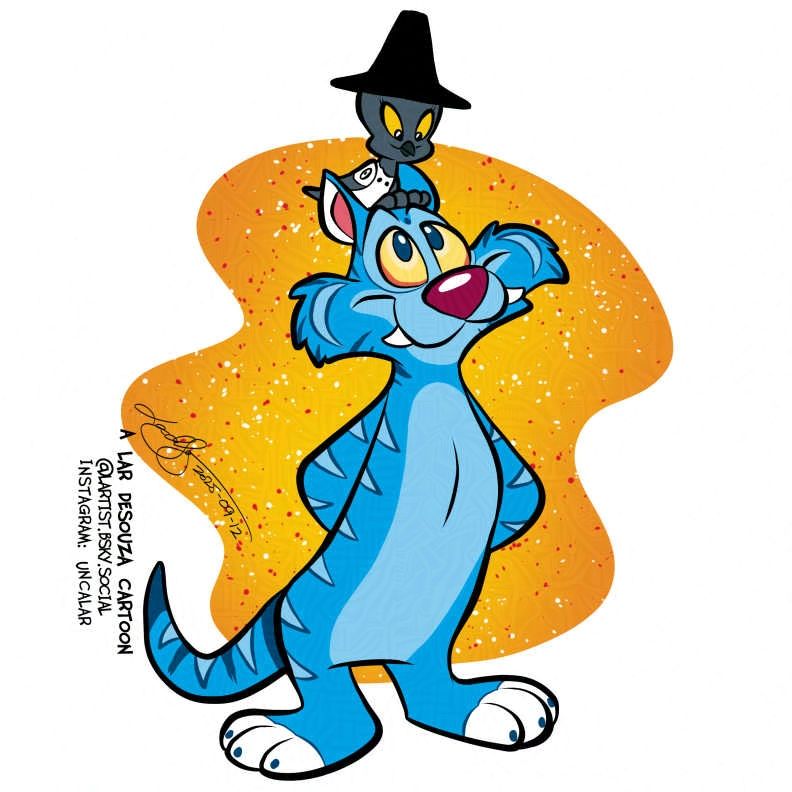 cartoon of Sylvester and Tweety as Derpy Cat and Crow from KPop Demon Hunters