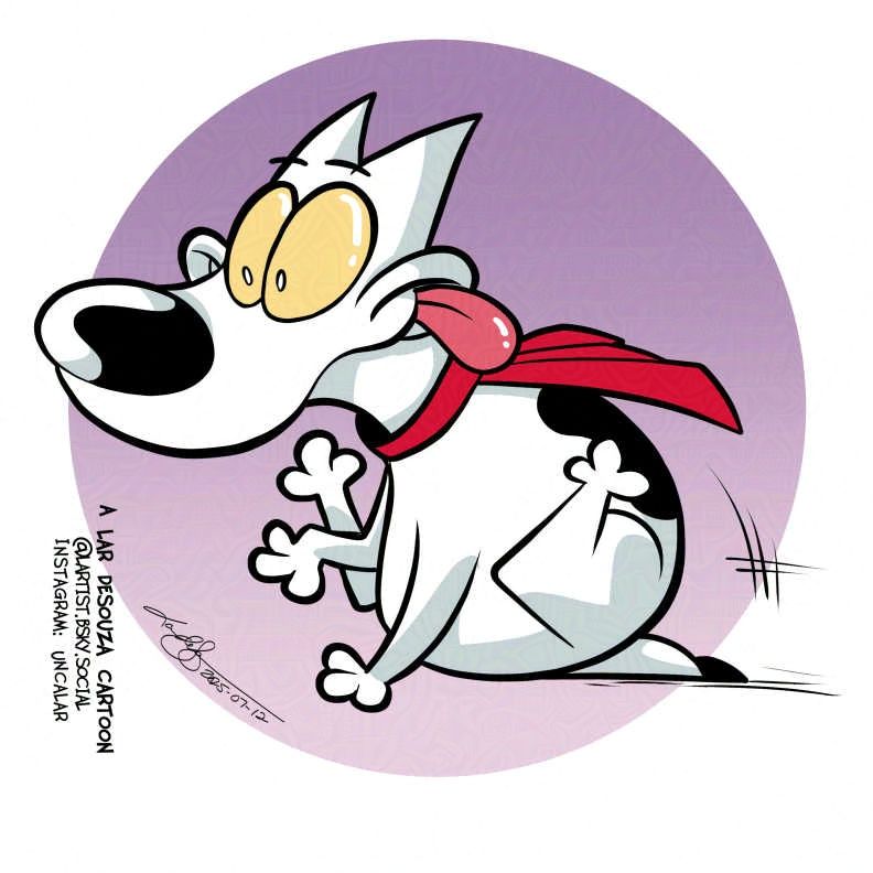 cartoon Spunky wearing a Krypto cape