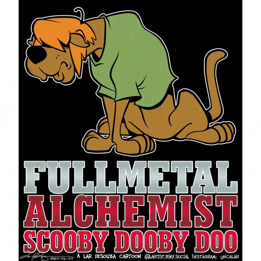 cartoon Scooby Doo with Shaggy's hair and tee shirt
Full Metal Alchemist Scooby Dooby Doo
