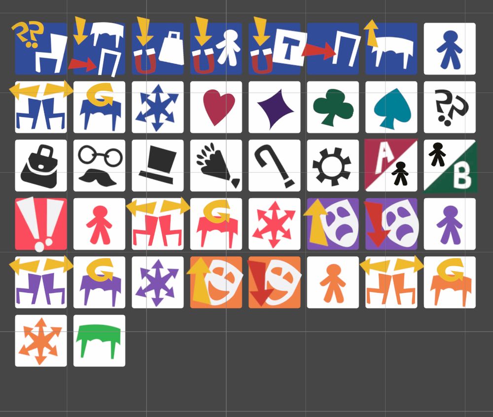 Lots of cartoony icons that represent moves in game. 