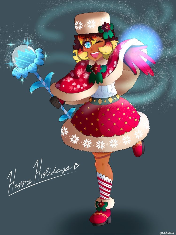 alternate red christmas outfit for original character, Ellie. 