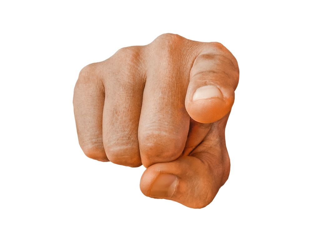 finger pointing at viewer