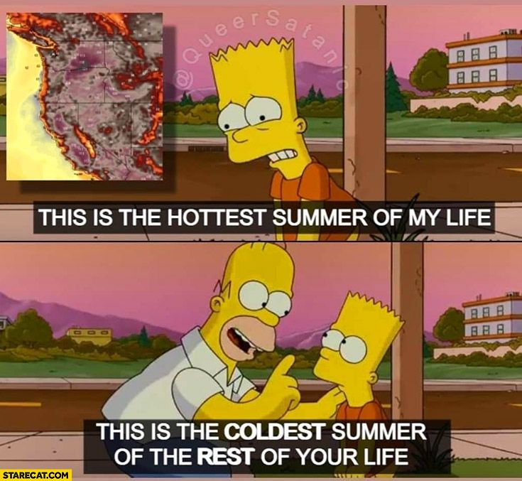 Bart/Homer Simpson meme

THIS IS THE HOTTEST SUMMER OF MY LIFE

THIS IS THE COLDEST SUMMER OF THE REST OF YOUR LIFE