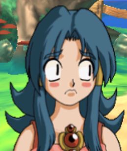 a look of total concern from Fleria where the eyes have become dots and the kitty face has been turned upside down