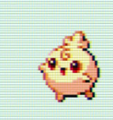 The sprite of round pink goober of a creature and the baby form a of jigglypuff from the gen 3 pokemon games