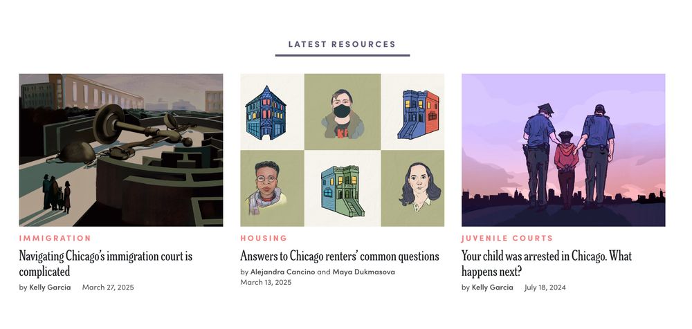 A screenshot from the Injustice Watch resources web page