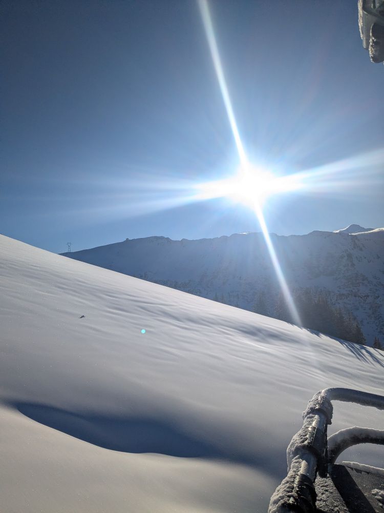 Fresh powder snow seen from a chairlift