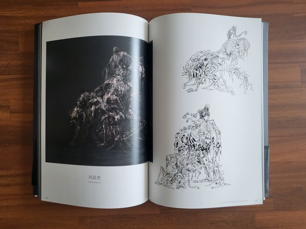 Bloodborne artbook inner pages showing the one reborn