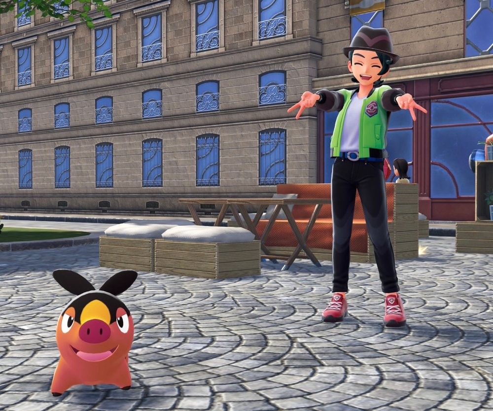Pokémon trainer and tepig in Pokémon Z-A