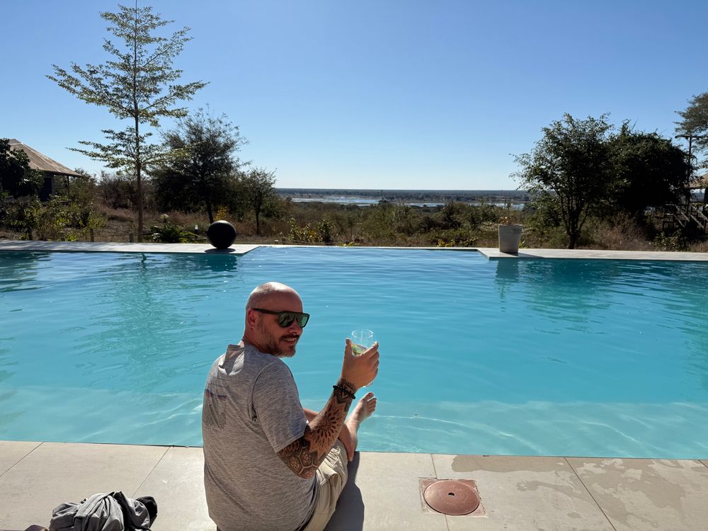 Afternoon wine at the pool in Botswana