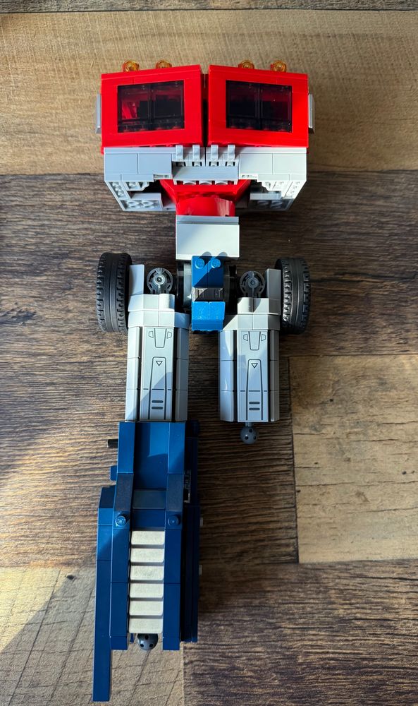 Partially made Optimus prime Lego set
