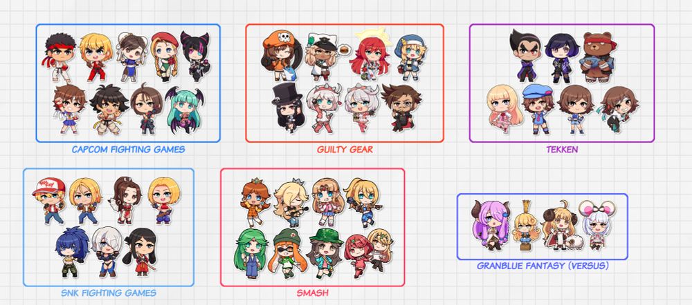 A collection of fighting game stickers I made!
