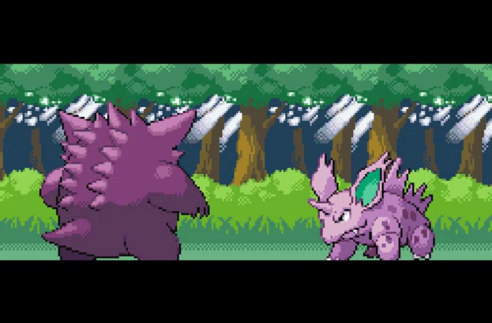 a pixel art of a purple and pink pokemon