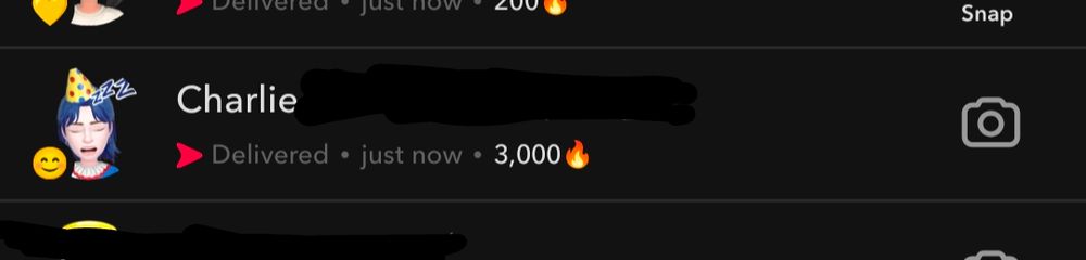 A Snapchat streak with Charlie that has lasted 3000 days