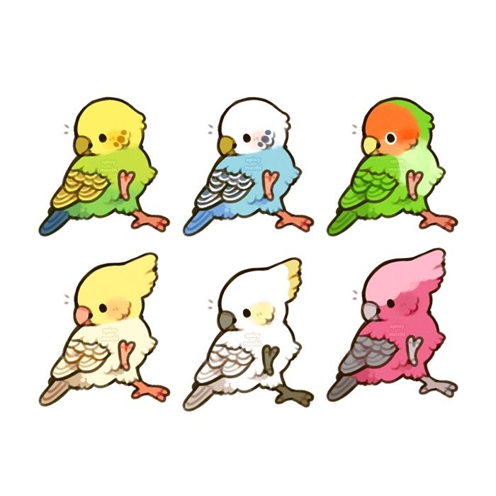 Illustration of colorful birds ready to party
