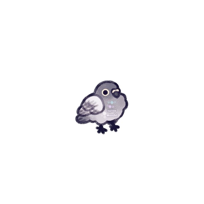 Illustration of an even tinier round fluffy pigeon