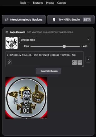 A metallic, beveled, and deranged college football fan