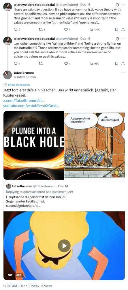 Jetzt forcierst du's ein bisschen. Das wirkt unnatürlich.
https://x.com/Tatzelbrumm/status/2000709974503170434