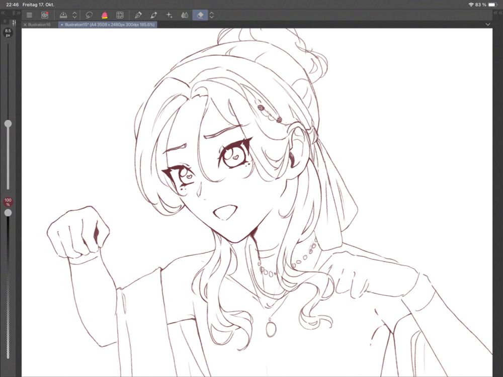 work in progress drawing of my oc felian with his hands raised like cute cat paws and looking at the viewer.