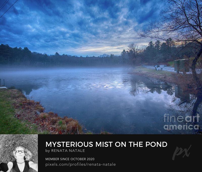 Mist rising off the water on a small pond in Milford PA