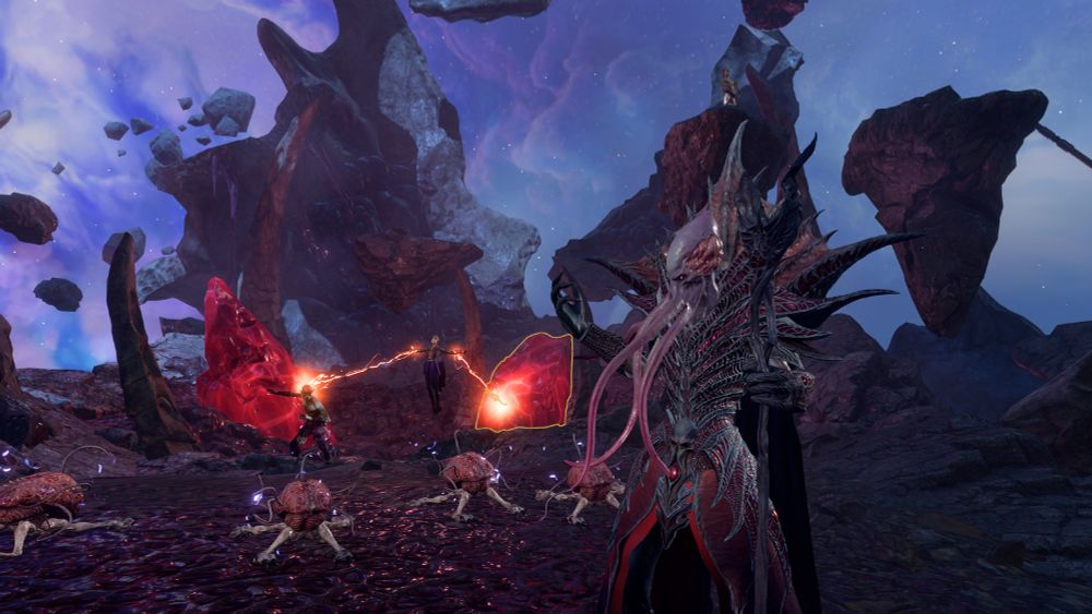 Screenshot de Baldur's Gate 3, onde ocorre um onfronto entre um Ilíade e Githyankis no plano astral