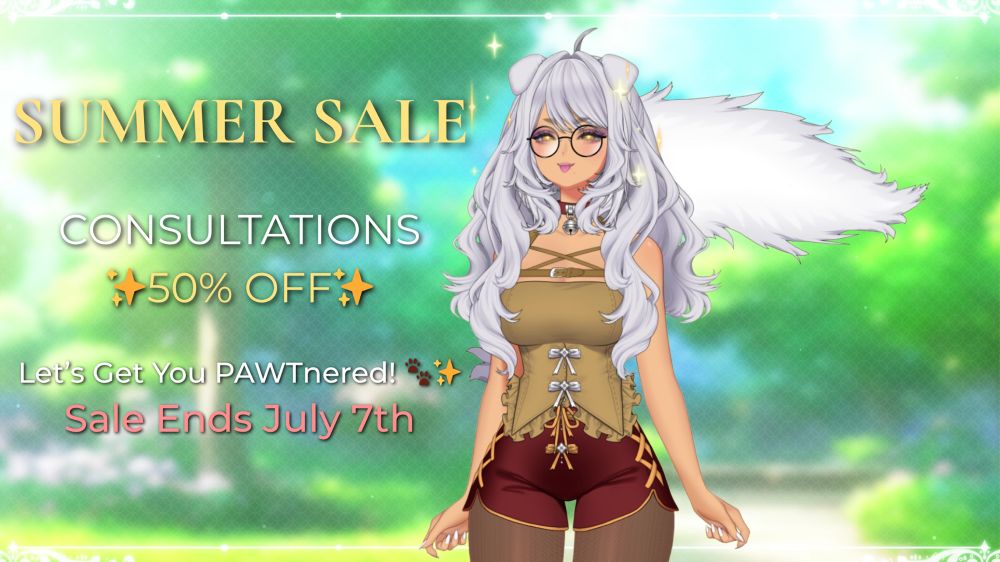 Summer sale consultations 50% off. Let’s get you pawtnered. Sale ends July 7th.