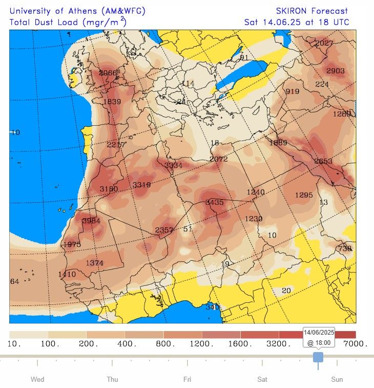 Saharan dust returns with a vengeance on Friday night through Saturday.