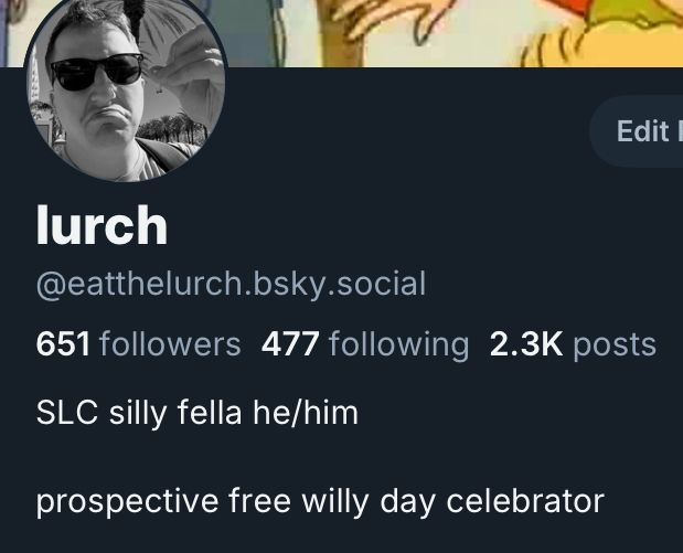my bluesky app profile bio states that i am a “prospective free willy day celebrator”