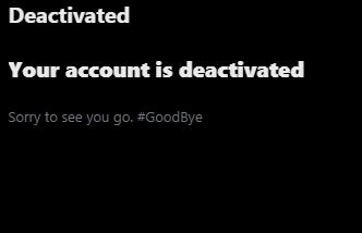 Twitter account deactivation notice