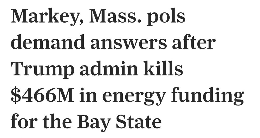 Markey, Mass. pols demand answers after Trump admin kills $466M in energy funding for the Bay State