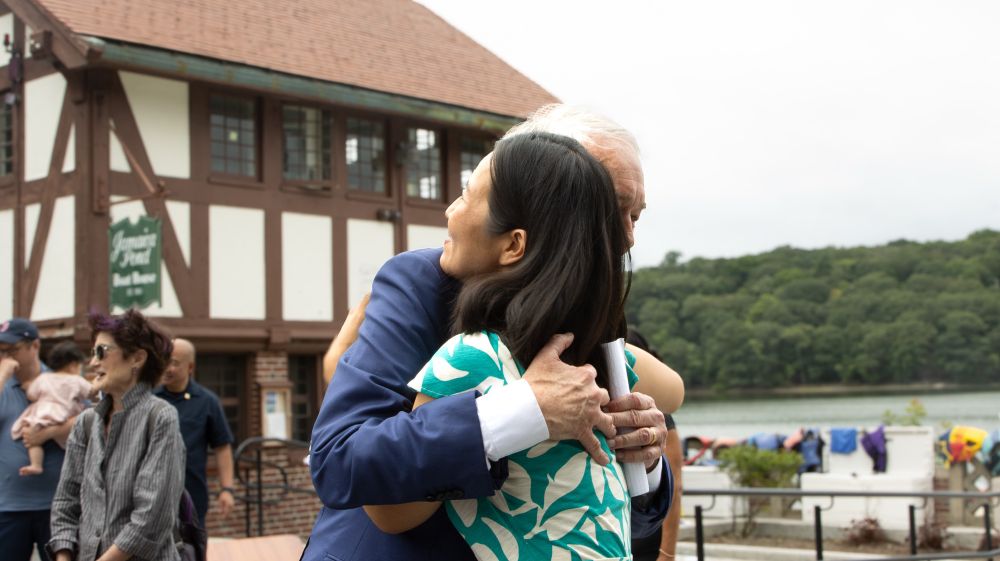Senator Markey and Mayor Wu hugging