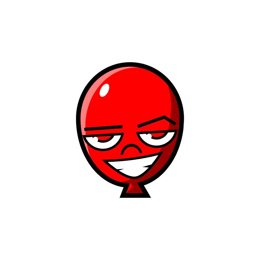 A red balloon making the DreamWorks face.