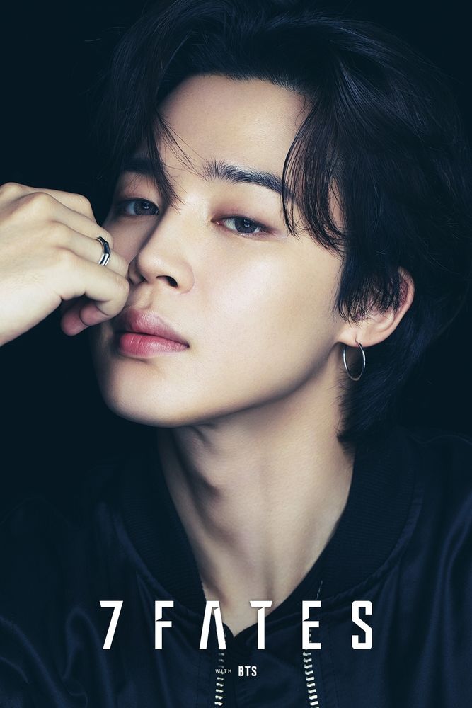 Jimin with black hair and an infinite jawline