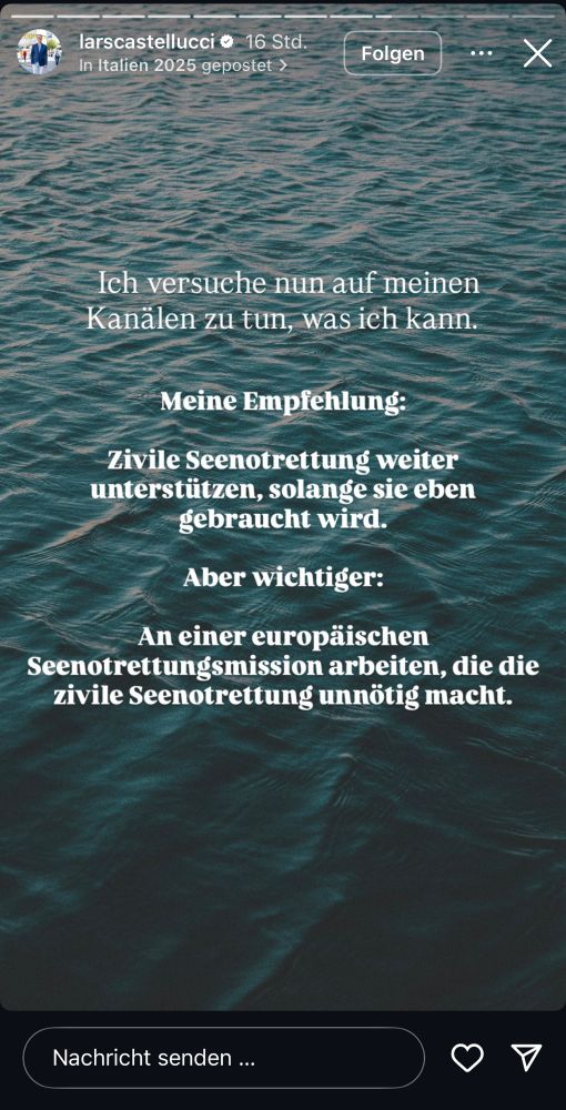 Der Menschenrechtsbeauftragte Castelluci fordert zivile Seenotrettung zu stärken und eine europäische Seenotrettungsmission aufzubauen. 