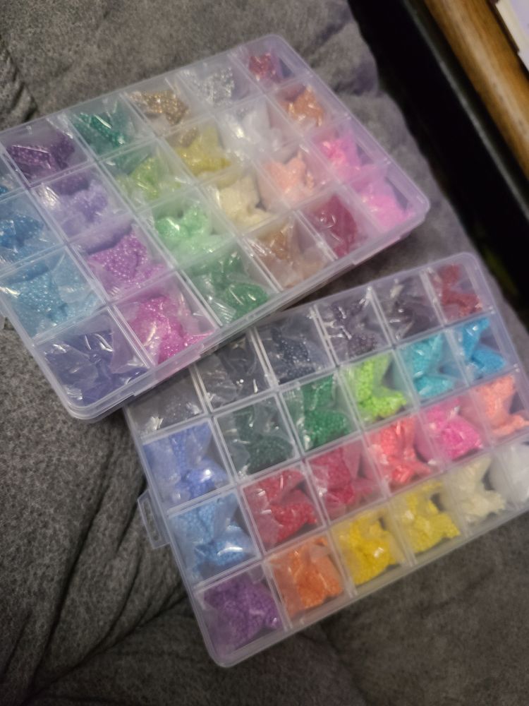 2 trays of multicolored beads