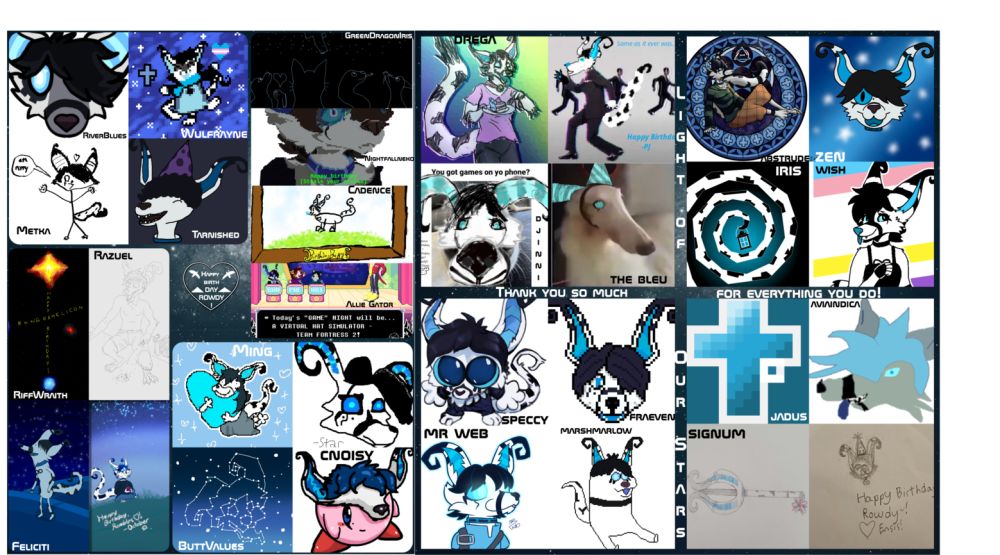 A collage of drawings of me, in assorted styles, but assorted people~!