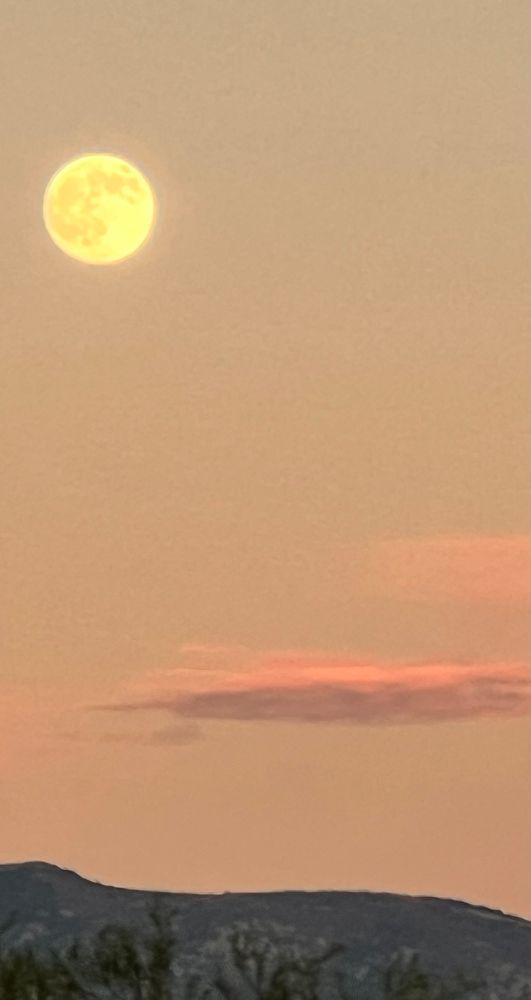 Almost full super moon over Sandias